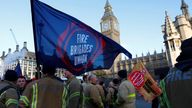 File Photo: Members of the Fire Brigades Union take part in a rally regarding possible future strike action linked to a pay dispute, in London, Britain, December 6, 2022. REUTERS/Peter Nicholls
