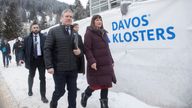 Keir Starmer and Rachel Reeves walk to a meeting during the World Economic Forum (WEF) 2023, in the Alpine resort of Davos