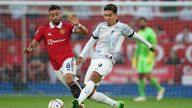 (L-R) Manchester United&#39;s Bruno Fernandes and Liverpool&#39;s Roberto Firmino during a Premier League match in August 2022. Pic: AP