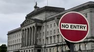 A &#39;no entry&#39; sign is seen near the Stormont Parliament Buildings. Pic: File
