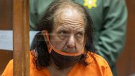 Former adult film star Ron Jeremy appears for his arraignment on rape and sexual assault charges in June 2020. Pic AP