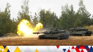 FILE PHOTO: NATO enhanced Forward Presence battle group Spanish army tank Leopard 2 fires during the final phase of the Silver Arrow 2022 military drill on Adazi military training grounds, Latvia September 29, 2022. REUTERS/Ints Kalnins/File Photo
