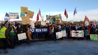 Handout photo issued by Friends of the Earth of the rally to oppose the new coal mine near Whitehaven in Cumbria at the proposed site. Picture date: Saturday December 10, 2022.

