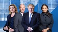 From left to right: Penny Mordaunt, Justin Tomlinson, Boris Johnson, Priti Patel 