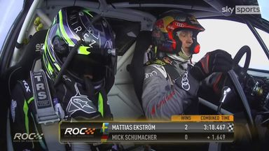 Ekstrom car catches fire, but still beats Schumacher in Race of Champions final