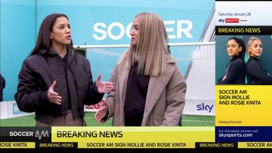 Soccer AM sign Mollie and Rosie Kmita!