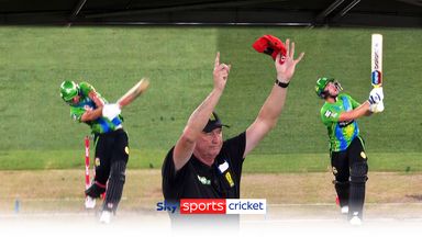Umpire controversially gives two sixes after both hit the roof!