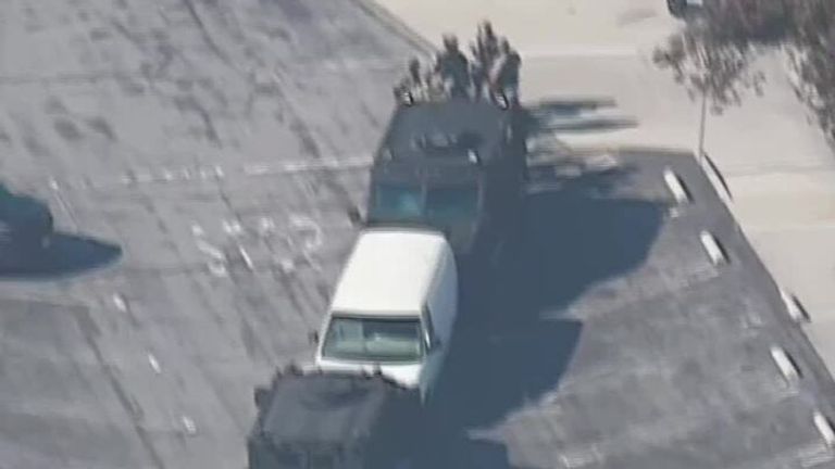 white van suspect shooting in california