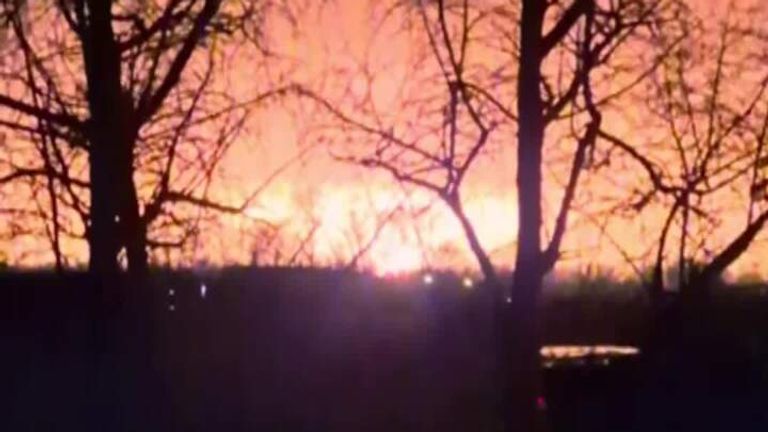 The explosion hit a gas pipeline connecting Lithuania and Latvia - a nearby village was evacuated