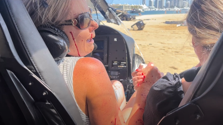 Pictures of the survivors from inside the cockpit of a helicopter which was involved in a fatal crash with another helicopter on Australia&#39;s Gold Coast. Pic: Edward Swart, Marle Swart, Riaan Steenberg and Elmarie Steenberg