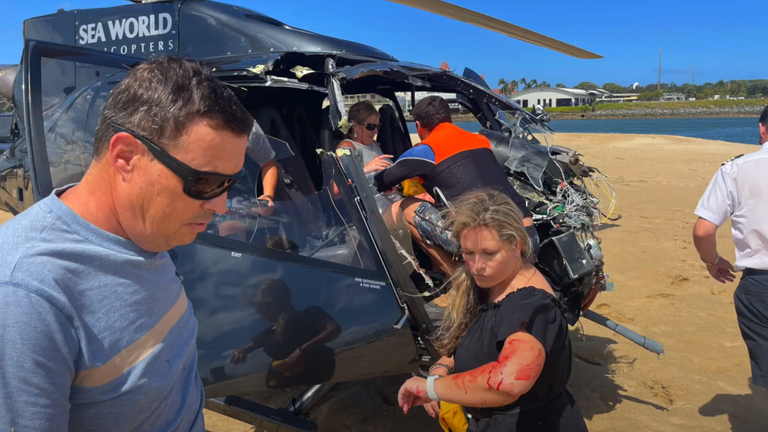 Pictures of the survivors from inside the cockpit of a helicopter which was involved in a fatal crash with another helicopter on Australia&#39;s Gold Coast. Pic: Edward Swart, Marle Swart, Riaan Steenberg and Elmarie Steenberg