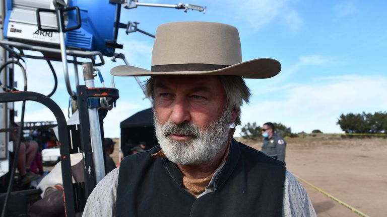 Alec Baldwin pictured on set following the tragedy. Pic: Sante Fe Police