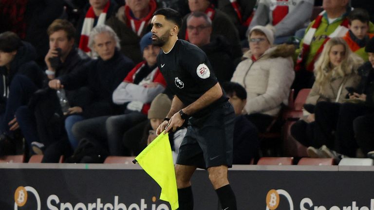 Assistant referee Bhupinder Singh Gill pictured during the Southampton-Nottingham Forest game