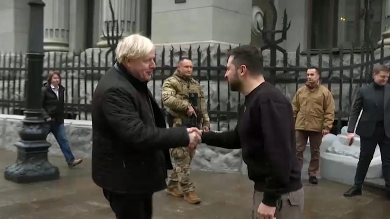 Boris Johnson meets Vladimir Zelensky in Kyiv.