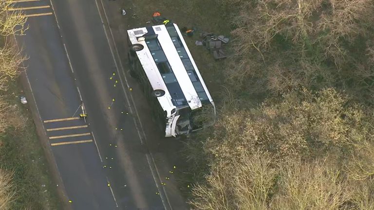 Bus overturns in Somerset