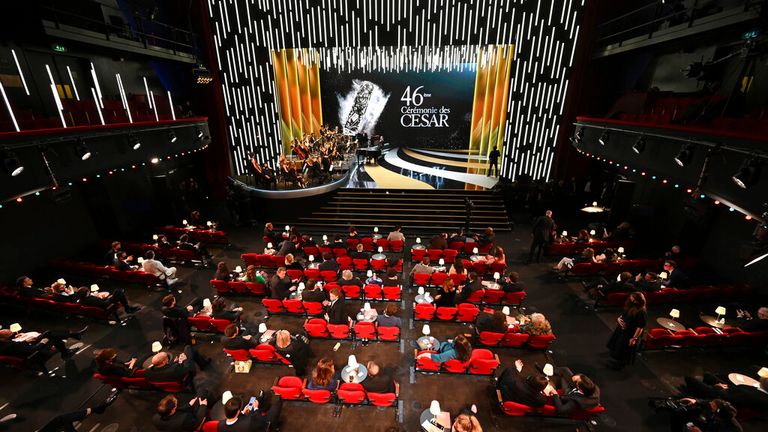 Guests attend the 46th Cesar Award ceremony on Friday, March 12, 2021 in Paris. (Bertrand Guay, Pool via AP)