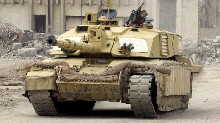 A British Challenger 2 tank on patrol in Basra, Iraq. File pic