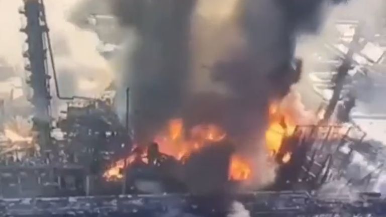 An explosion occurred at a plant managed by Huaye Chemical Company Limited in Panjang, Liaoning Province, China.  Photo: Sanjingbao newspaper