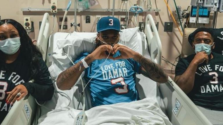 Damar Hamlin remains receiving treatment at a Buffalo hospital. Image: Instagram