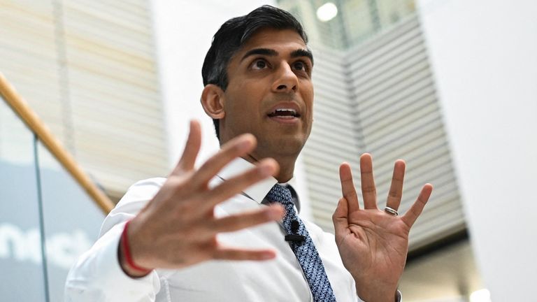 Prime Minister Rishi Sunak speaks during a Q&A at Teesside University in Darlington