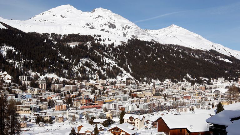 A general view shows the Swiss mountain resort of Davos 