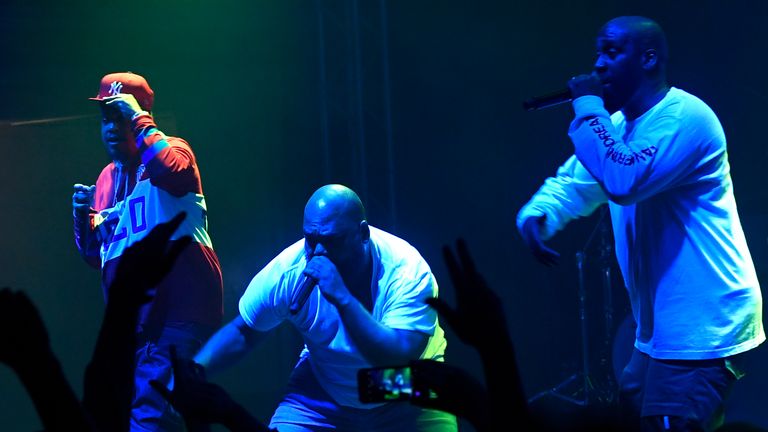 American hip hop trio De La Soul perform at the 23rd Autumn String Festival in Prague, Czech Republic on November 13, 2019. Band members LR Trugoy (David Jude Jolicoeur), Maseo (Vincent Mason) and Post News (Kelvin Mercer) can be seen in the photo. Photo/Michal Krumphanzl (CTK Images via AP)