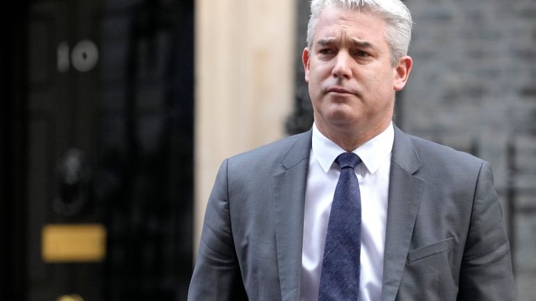 Steve Barclay  leaves after attending a cabinet meeting in Downing Street
Pic:AP
