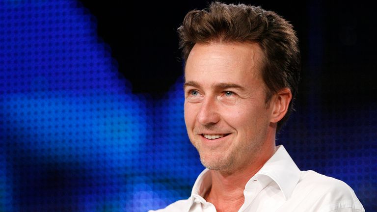 Ed Norton smiles during a panel discussion for "By the People: The Election of Barack Obama" at the Television Critics Association Cable summer press tour in Pasadena