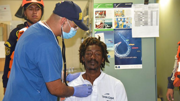 Elvis Francois pictured after he was rescued by the Colombian Navy Pic: AP 