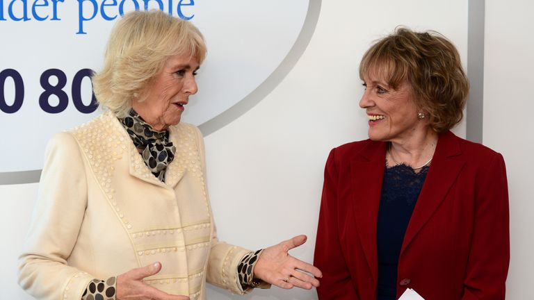 Esther Rantzen (right) with Queen Consort Camilla (then the Duchess of Cornwall) during a visit to the Blackpool offices of the Silver Line, a charity which offers a free, national and confidential helpline for lonely older people which is open 24 hours a day, 365 days per year.