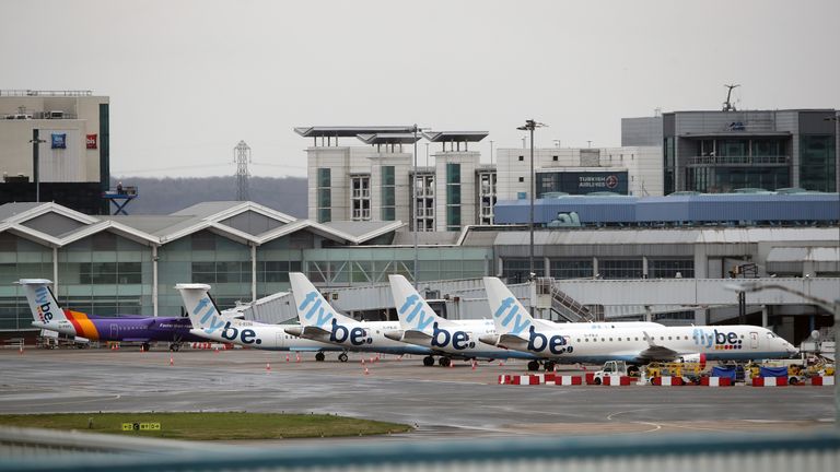 A photo of the Flybe aircraft on March 19, 2020, the regional airline has ceased business and all scheduled flights have been cancelled, authorities said.  Release Date: Saturday, January 28, 2023. MIME Type: image/jpeg Width: 5071 Height: 3312 Copyright Holder: PA WIRE Copyright Notice: PA Wire/PA Images Terms of Use: FILE PHOTO Photo by: Nick Potts