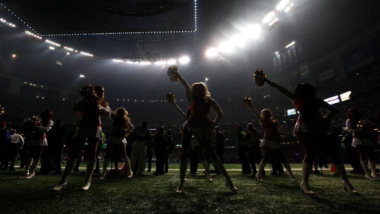 The San Francisco 49ers cheerleading squad performs during the 2013 Superdome blackout.Image: Associated Press
