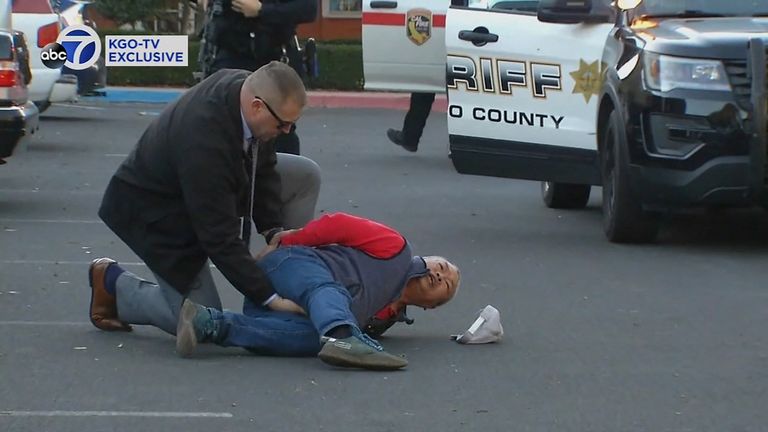 A suspect has been arrested after a mass shooting at two locations in the northern California coastal city of Half Moon Bay. Image: ABC Affiliate KGO via REUTERS