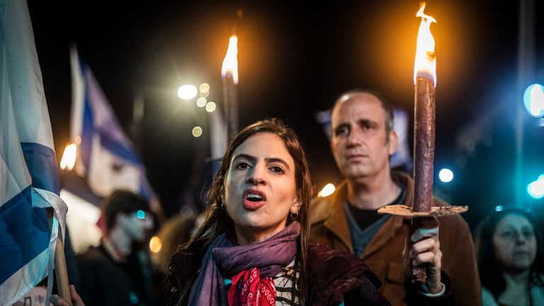 Demonstration against the new Israeli government in Tel Aviv January 14, 2023, Israel, Tel Aviv