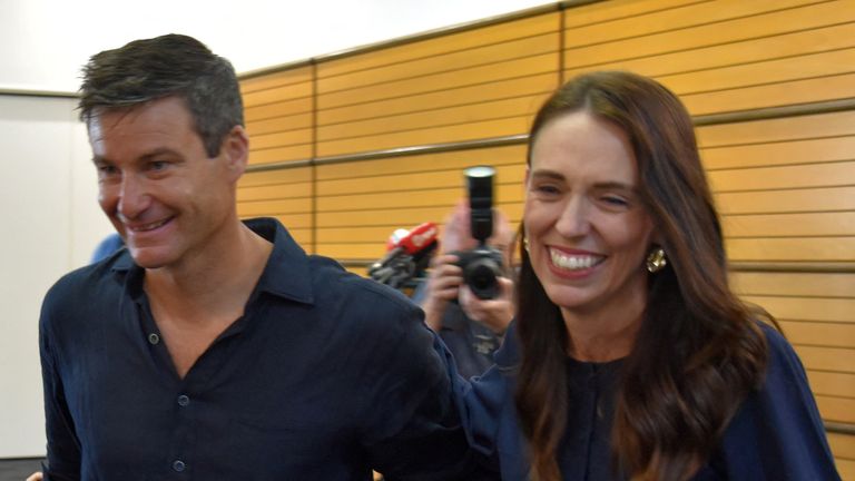 New Zealand Prime Minister Jacinda Ardern with longtime partner Clarke Gayford