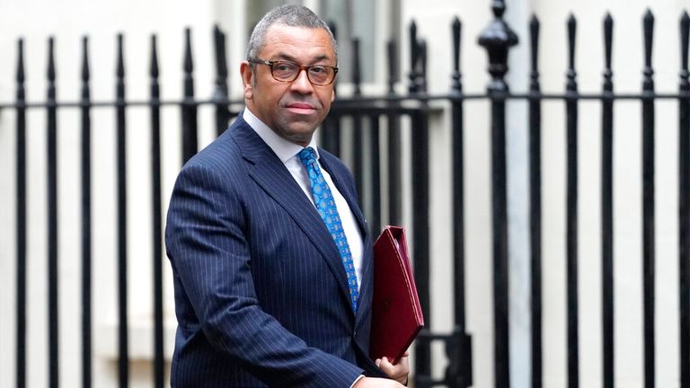 James Cleverly is heading to the US and Canada for a two-day trip. Pic: AP