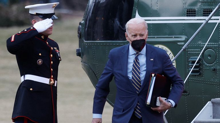 Joe Biden returns alone to the White House after accompanying his wife as she underwent Mohs surgery to remove cancerous skin lesions