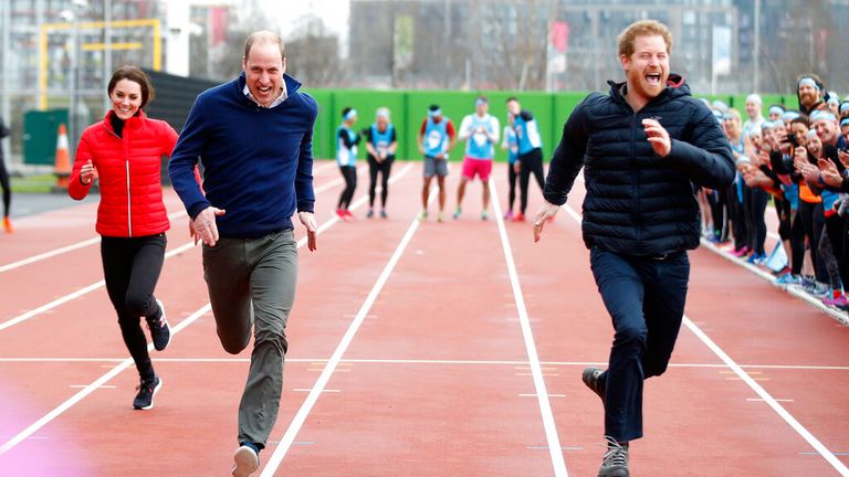 Kate, William and Harry race an event to promote their Heads Together campaign in 2021