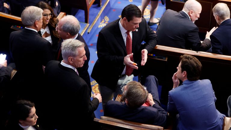 Kevin McCarthy among representatives in the chamber