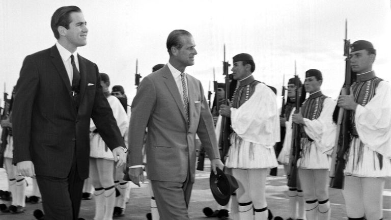 King Constantine II of Greece (left) and Prince Philip pictured in Athens in 1965
