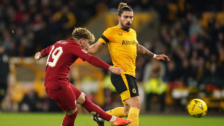 Liverpool's Harvey Elliott scored the first goal of the match in the Emirates FA Cup third round replay at Wolverhampton's Molineux Stadium. Image date: Tuesday, January 17, 2023. Image: PA