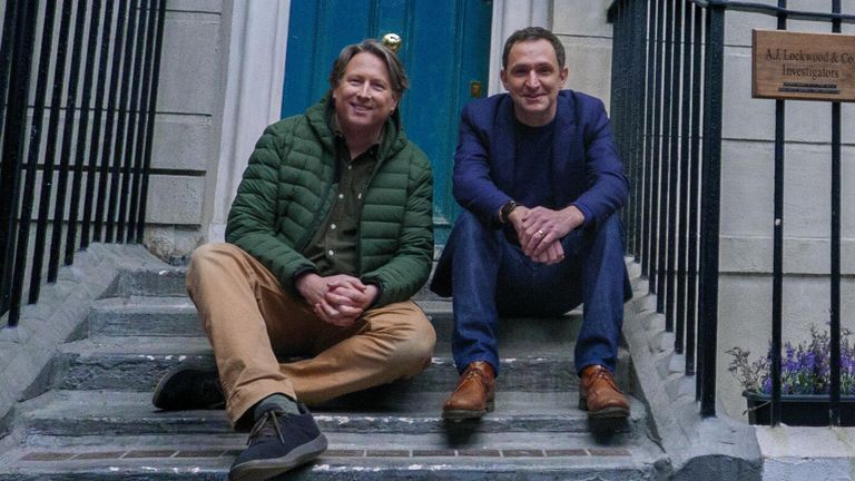 Joe Cornish and author Jonathan Stroud on the set of Lockwood & Co. Pic: Netflix