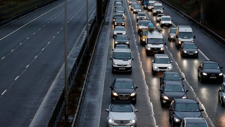 Traffic on the M40 between junctions 5 and 4 in 2015. Pic: PA