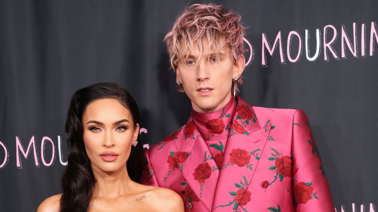 Director Machine Gun Kelly and cast member Megan Fox attend a premiere for the film Good Mourning in West Hollywood, California, U.S. May 12, 2022. REUTERS/Mario Anzuoni
