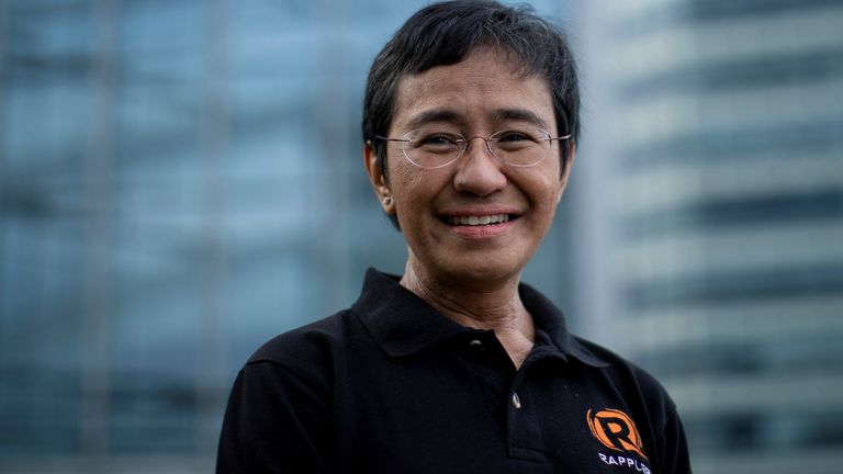 Filipino journalist and Rappler CEO Maria Ressa, one of 2021 Nobel Peace Prize winners, poses for a portrait in Taguig City, Metro Manila, Philippines, October 9, 2021.