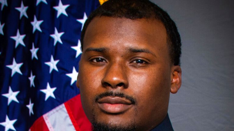 This image provided by the Memphis Police Department shows officer Justin Smith. Memphis is city on edge ahead of the possible release of video footage of a Black man...s violent arrest that has led to three separate law enforcement investigations and the firings of five police officers after he died in a hospital. Relatives of Tyre Nichols are scheduled to meet with city officials Monday, Jan. 23, 2023 to view video footage of his Jan. 7 arrest. (Memphis Police Department via AP)