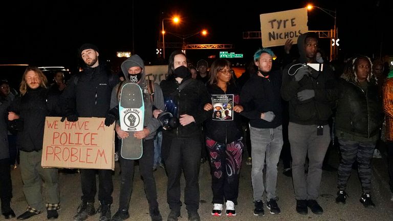 Protesters have taken to the streets of Memphis. Pic: AP