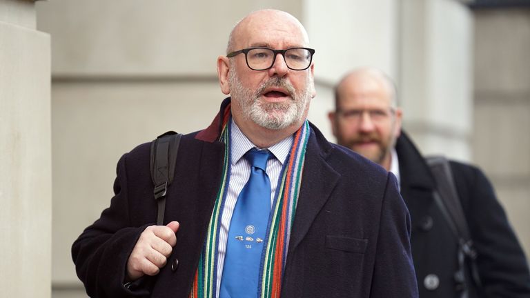 Aslef General Secretary Mick Whelan arrives at the Department of Transport in Westminster, London, ahead of a meeting between members of the rail unions and Minister of State for Rail and HS2, Huw Merriman, after a week of disruption to rail services because of strikes. Picture date: Monday January 9, 2023.
