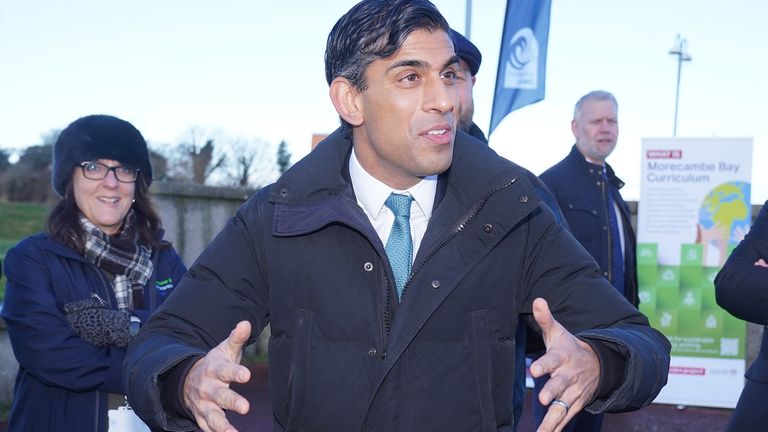 Prime Minister Rishi Sunak during a community visit to the Eden Project North in Morecambe 