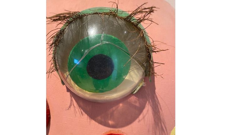 Mr Blobby costume cracked eye. Pic: eBay